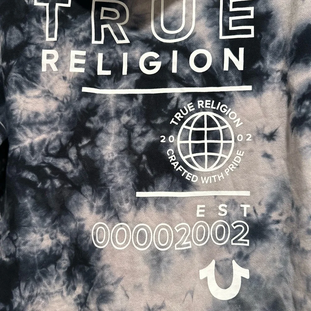 NWT True Religion Mens Sz:XL Black & White Tie Dye Full Zip Graphic Print Hoodie